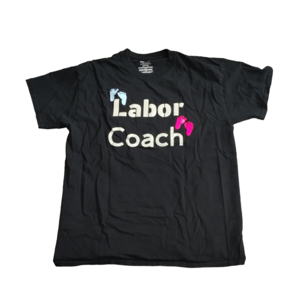 Gildan Labor Coach Women size Large black TShirts